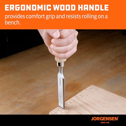 Jorgensen 4-Piece Wood Chisel Set, 1/4", 1/2", 3/4", 1" 1/4", 1/2", 3/4", 1"