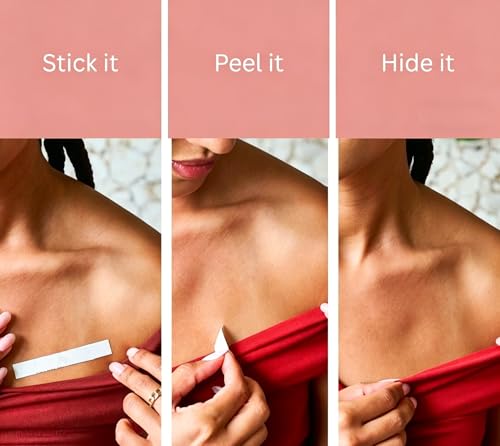 (10 Strips) Lingerie Tape for Clothing & Dresses | Clear Skin‑Safe Fabric Tape | Strong Adhesive All‑Day Hold for Clothes Accessories