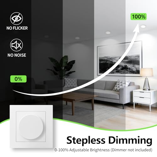GeyouLux Recessed LED Spotlight 230V Dimmable, 65-75 mm Hole Size LED Spotlights, Set of 6 | 7W 700LM Recessed Lights, IP44 2700K/4000K/6500K Ceiling Spotlights, Extra Flat Recessed Spotlights for Bathroom, Kitchen, Living Room, White