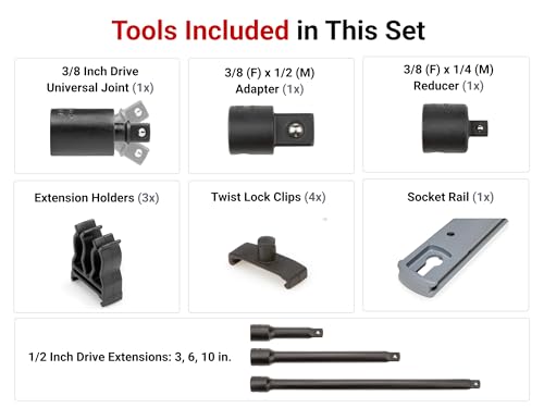 TEKTON 1/2 Inch Drive Impact Extension and Accessory Set | SIA92101