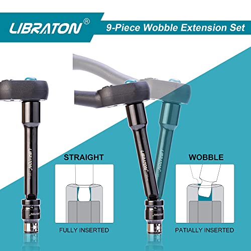 LIBRATON Wobble Extension Set, Socket Extensions Set, Ratchet Extensions 1/4", 3/8", 1/2", Cr-V, with EVA Storage Tray 9PCs-Black