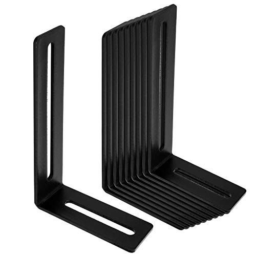 10 PCS 5-5/8" Black Adjustable Slotted L Bracket, Corner Brace, 1/8" Thick