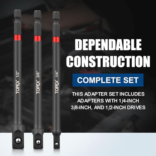 TOPEX 13Pcs Drill Socket Adapter Set, 1/2", 1/4", 3/8"