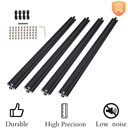 4PCS 2020 V Type Aluminum Profile 600mm European Standard Anodized Linear Rail Aluminum Extrusion Frame for DIY 3D Printer and CNC Machine As Shown