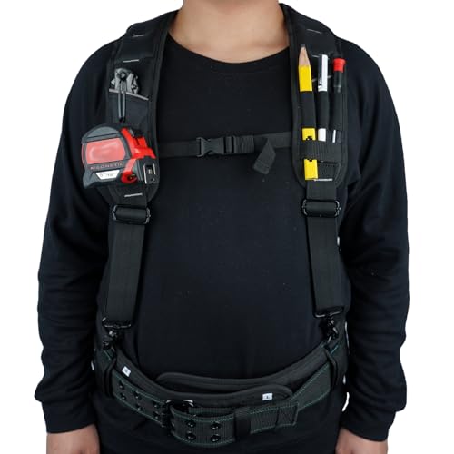 KUNN Tool Belt Suspenders & Leather Tool Belt Suspenders with Phone Holder