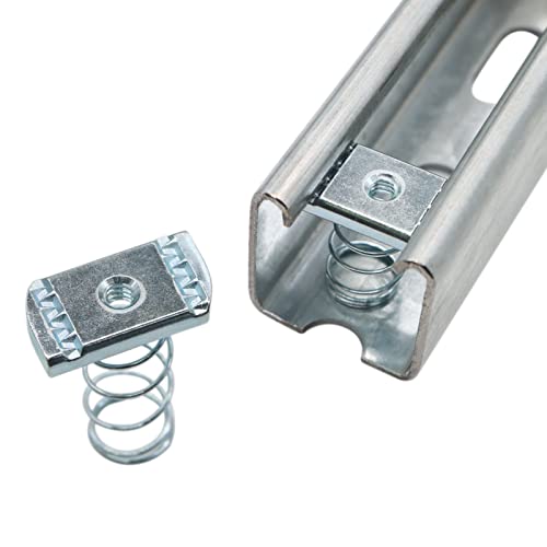 Strut Channel Nuts,1/4”-20 Spring Thickened Unistrut Hardware Nut with Zinc Plated, Without Spring Nuts Use On Struts, 50 Packs 1/4-20
