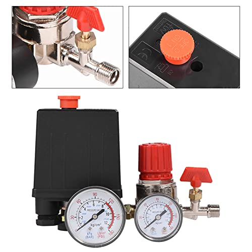 0.05-1.2Mpa 2-G1/4 Air Compressor Pressure Valve Switch Pressure Control Regulator with G1/8 Gauges for Fast Pressure Reduction