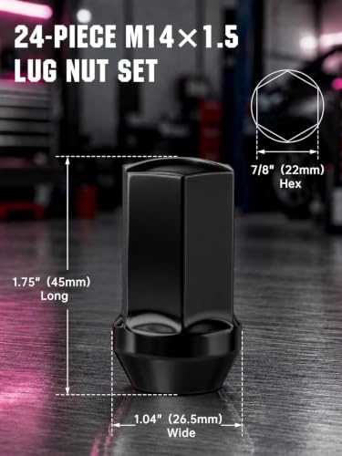 M14x1.5 Lug Nuts 24PCS Black OEM Style Replacement for Chevy Jeep 24PCS-For Chevy Jeep Dodge M14 x 1.5