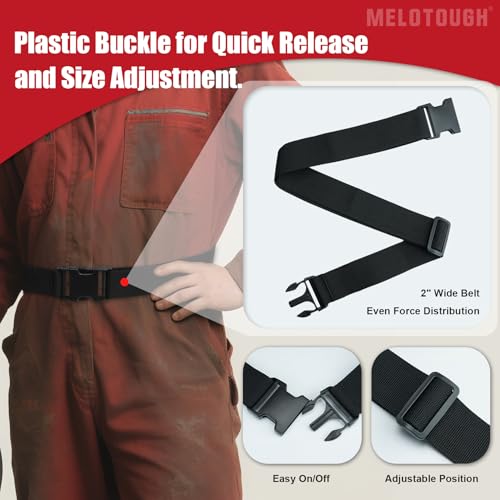 MELOTOUGH Electrician Tool Pouch Lightweight Belt Organizer with Tape Holder & Speed Square Slot for Wiring + Electrician Tool Pouch with Belt Clip, 2 Inch Heavy Duty Work Belt Set for Men