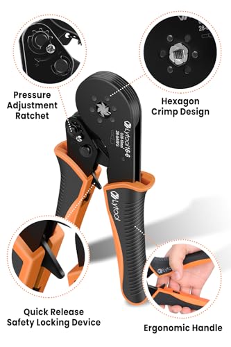Lytool Ferrule Crimping Tool Kit, Hex Ratchet 28-5AWG & 1200 Wire Ferrules Hex Wire Crimping Pliers + 1200 Wire Ferrules