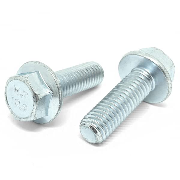 (30 Pieces) M10-1.25x20 Class 10.9 JIS Hex Flange Bolts Screws UNF Fine Full Threads Zinc Clear 30