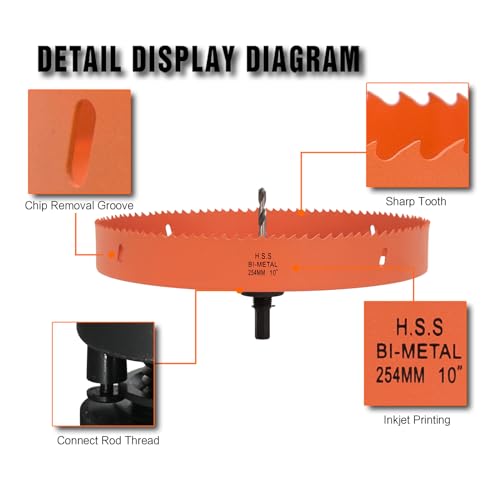 10 inch Hole Saw for Wood, Metal, Plastic & Drywall, with Arbor 10 in