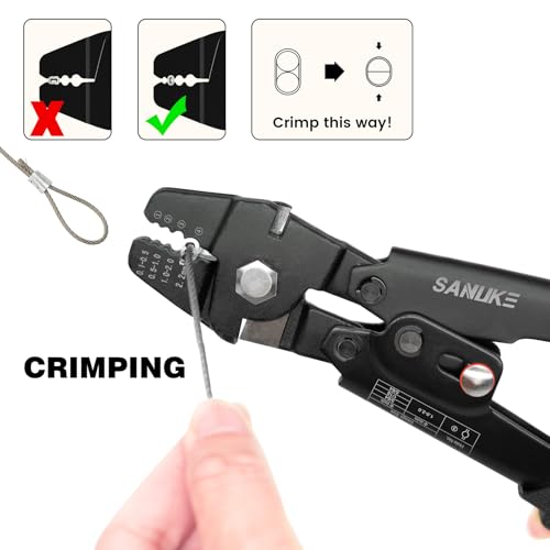 Sanuke Wire Rope Crimping Kit, 165ft 1/16" 304 Stainless Steel Cable 165ft Steel Cable+Crimper