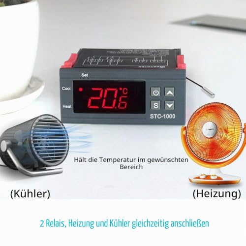 DollaTek Digital STC-1000 220V General Purpose Temperature Controller Thermostat with Sensor