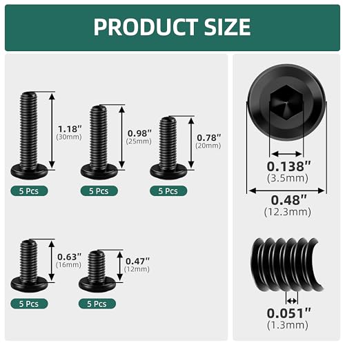 120Pcs Metric Bolt Assortment Kit M4 M5 M6 & 25Pcs M6 Bolts x 12/16/20/25/30mm Flat Head Hex Socket Cap Screws and Bolts Assortment Kit 304 Stainless Steel, Button Head Socket Cap Screws Nuts