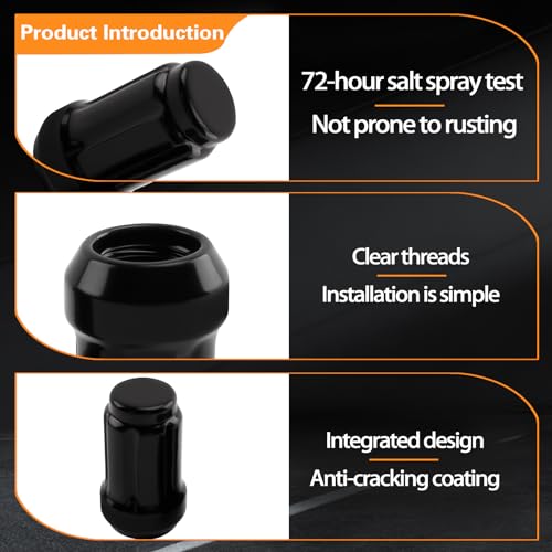 ATV M12x1.5 Black Lug Nuts & Wheel Lock Lug Nut kit Compatible with 2007-2015 Jeep &1995-2021 Kia &1984-2021 Ford & 1983-2021 Mitsubishi