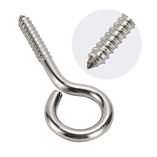 4-7/8 Inch Screw Eye Hooks, Heavy Duty Eye Bolt, Silver, 10 Pack 3/8 in x 4-7/8 in