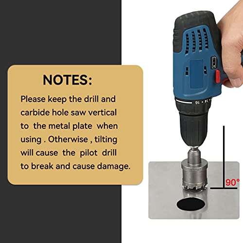 5-3/8" (137mm) Tungsten Carbide Tipped Hole Saw with 2Pcs Titanium-Plated Pilot Drill Bits for Hard Metal,Stainless Steel,Iron,Aluminum Alloy,Wood and Plastic 137mm | 5-3/8"