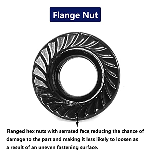 3/8-16 Serrated Flange Hex Lock Nuts 100Pcs 304 Stainless Steel 18-8, Full Thread, Hex Drive, Bright Finish, Black Oxide by SG TZH 100 3/8-16