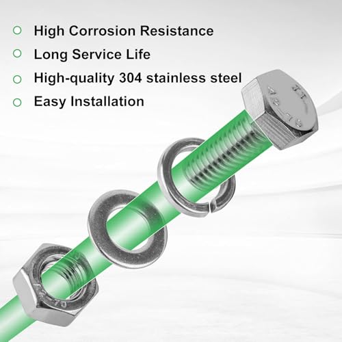 260Pcs M6 M8 M10 Hex Bolts and Nuts Assortment Kit,304 Stainless Steel Machine Screw Sets with Case,Metric Fastener Set Machine Screw Nuts Washers 260