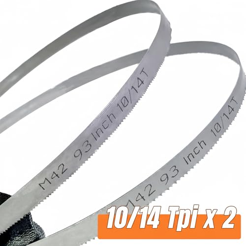 93" Bandsaw Blades 2 Pack, Metal Cutting, 93 x 3/4 x 0.035 Inch, Band Saw Blades, Bi-Metal M42, 10/14 TPI