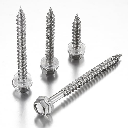 WenSilon (200Pcs)#10x1-1/4 Self-Tapping Screws for Wood 410 Stainless Steel Hexagon Head Quick Tapping #10x1-1/4"