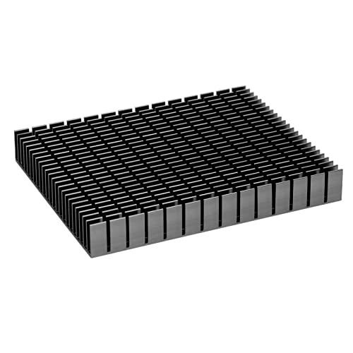 Smart Aluminum Heatsink, Electronic Component, Heatsink, Design, 150 x 120 x 20 mm, for CPU Amplifier, PCB Board (Black) black