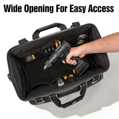 18 Inch Heavy Duty Tool Bag, 16-Pocket Tool Box Organizer, Black 18 Inch