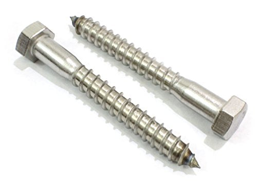 3/8" x 3" Stainless Hex Lag Bolt Screws, (25 Pack) and 3/8" Stainless Flat Finish Washer 7/8" OD (100pc) by Bolt Dropper,304 (18-8) Stainless Steel.