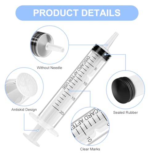 Offcup Plastic Syringe 20 ml Pack of 3 Disposable Syringes Feed Syringe | Plastic tube for small pet feeding, engine oil, brake fluid, non-medical use 20 ml x 3
