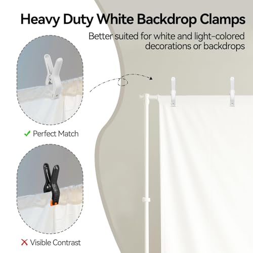 EMART 12 Pack Heavy Duty Spring Clamps 6 inch Plastic White Backdrop Clips 6inch
