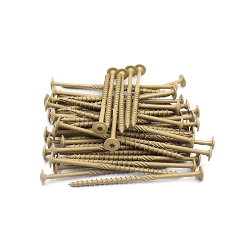 Construction Lag Screws, T30 Decking Screws, #14 x 5 Inches Structural Wood Screws for Timber,Log,Landscaping Wood with 1/4" Shank Torx Bit, Pack of 50 #14 x 5" Bronze