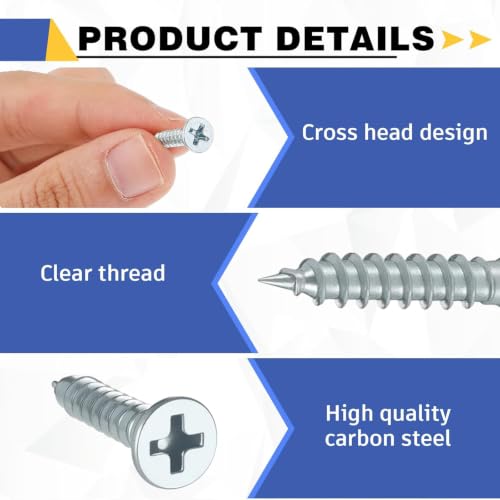 LEIFIDE 1000#6 x 1/2" Flat Head Wood Phillips Screws, Zinc-Plated Iron #6 x 1/2"