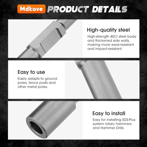 Ground Rod Driver Bit,1-3/16in Hex Shank for Jack Hammer,10in Length