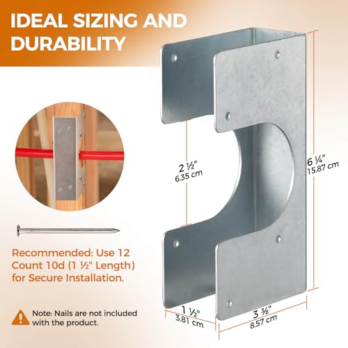 Single 2X Stud Shoes (2 PCS) & 5" x 8" Nail Stopper Plate (4 PCS), 16-Gauge Galvanized Steel – Thicker, IBC & IRC Code Compliant, Extra Durable