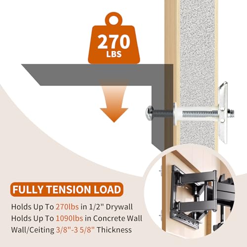 Drywall Anchor with Included Bolts and Washers for 1/4”-20,Toggle Bolt,Heavy Duty Hollow Drywall Anchors for TV Mounting Kit, Hollow-Wall Anchors Screws Kit That Hold 270 Lbs-40PCS 40