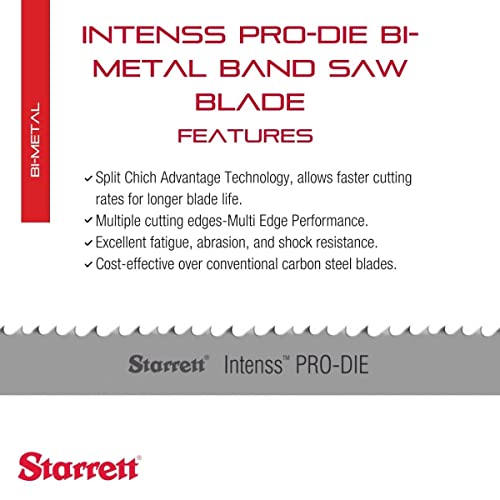 Starrett Intenss PRO-DIE Bi-Metal Band Saw Blade, 5' 4.5" L x 1/2" W 64.5 Inches 1/2 inches 8-12 Teeth per Inch 0.025 Inches 99165-05-04-1/2