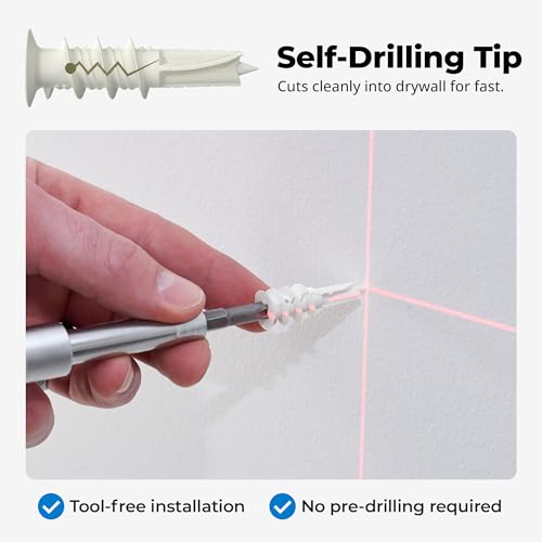 Qualihome Drywall Anchors with Screws – Self-Drilling Drywall Anchors, Anti-Spin Grip, No Pre-Drill Wall Anchor Kit, Strong & Reliable Hold, 200 Pack (400 Pieces) 200 Pack (400 Pieces)