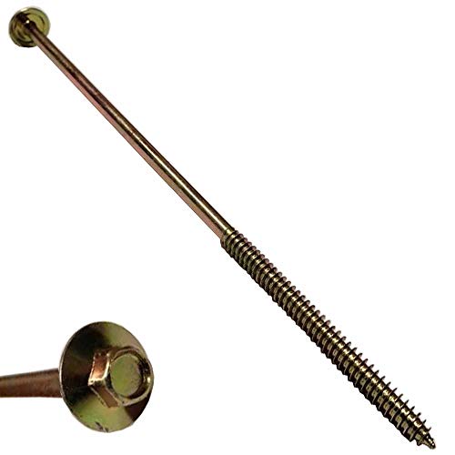 (25) 10" - Zinc Coated Rust Resistant Timber Tie - Heavy Duty 1/4" - Hex Head Structural Screw - 5/8" Wide Flange Head with coarse Thread for Secure Hold - Heavy Duty 3/16" Shank for Extra Strength