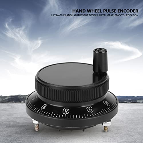 CNC Pulse Encoder, Hand Wheel Pulse Encoder, 5V 60MM Hand Wheel Pulse Encoder Mill Router Manual Control Manual Pulse Encoder Mill for CNC System (Black) Black