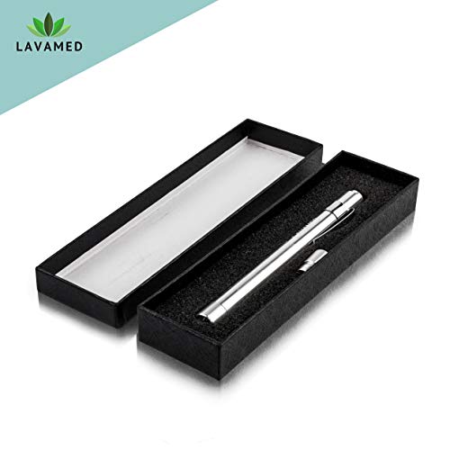 Diagnostic Light Professional LED Lamp with Measuring Scale White and Yellow Light Aluminum Diagnostic Lamp Ballpoint Pen Lamp Penlight 2 Meters Shockproof, Silver