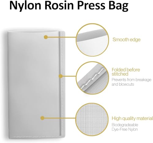 Rosin Bags 7.5 x 15 cm Nylon Press Bag - Folded & Sewn - Mesh Filter Bags for Rosin Press & Oil Extraction - Heat Resistant up to 150°C - Set of 10 (90) 90