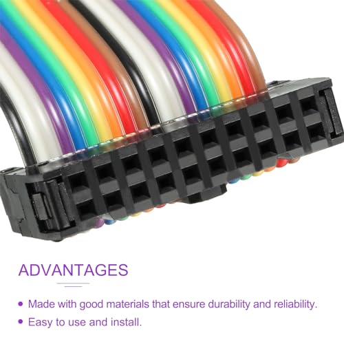 DMiotech 1 Pack 20 Pins IDC Flat Ribbon Rainbow Cable 128 cm 2.54 mm Pitch Breadboard Jumper Cable for Electronic Projects | Breadboard Jumper Cable for Electronic Projects 128cm 20P