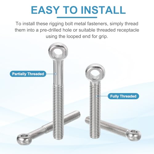 PATIKIL 2 Pcs M20x120mm Shoulder Swing Lifting Eye Bolt, 304 Stainless Steel Metric Half Tooth Thread Fisheye Eye Slip Hole Screw Rigging Bolt Metal Fasteners Screws, Silver Tone