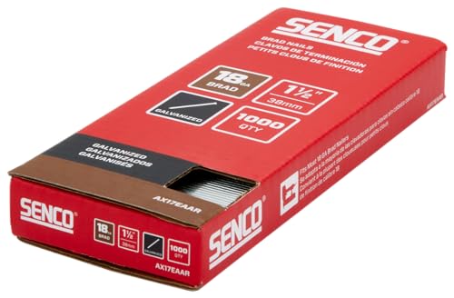 SENCO AX17EAAR 1-1/2" 18 Gauge Brad Nails, Galvanized Finish, Collated, 1,000 Count Pack