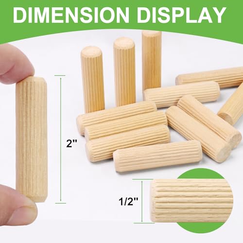 1/2" x 2" Wooden Dowel Pins - FoDau770 Beech Wood Dowel Rods - 200 Pcs 1/2" x 2"