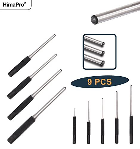 HimaPro® 9PCs Roll Pin Punch Set with Hammer and Storage Pouch - Perfect Roll Pin Removal Tool Kit for Pin Removal, Watch Cleaning, Jewelry and Craft