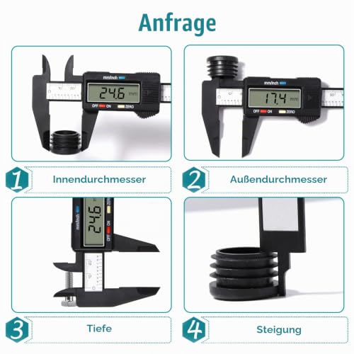 Vinabo Vernier Calliper Digital Calliper, 150 mm / 6 Inch Classic Caliper Digital with Large LCD Display for Outdoor Indoor and Depth Measurement Digital Caliper Electronic Measuring Tool
