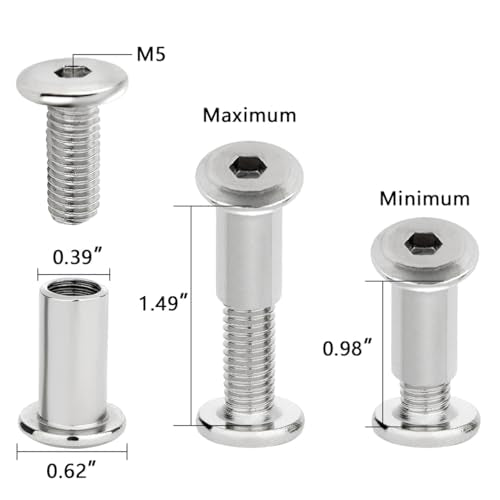 100 Pcs M8x20mm Silver Furniture Bolts for Skateboard Trucks,Bike Racks 100