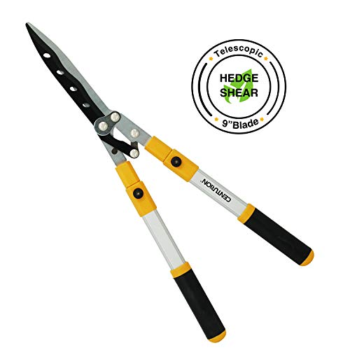 Centurion 75 Upgraded Telescoping Hedge Shears with 9-inch Wavy Blade and Extendable Handles for Trimming Borders, Shrub, and Tall Bushes (Length from 26" to 32")